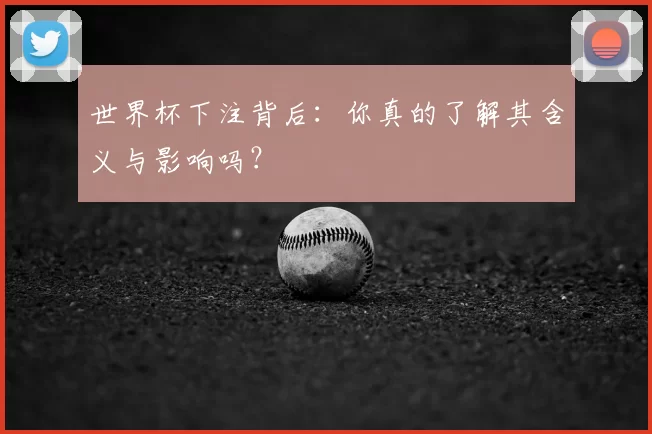 世界杯下注背后:你真的了解其含义与影响吗?